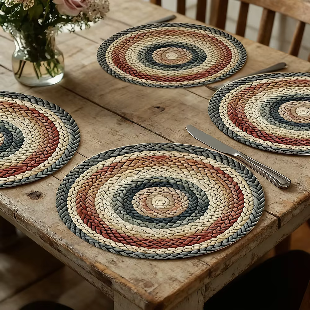 Napperon rond Beige rétro