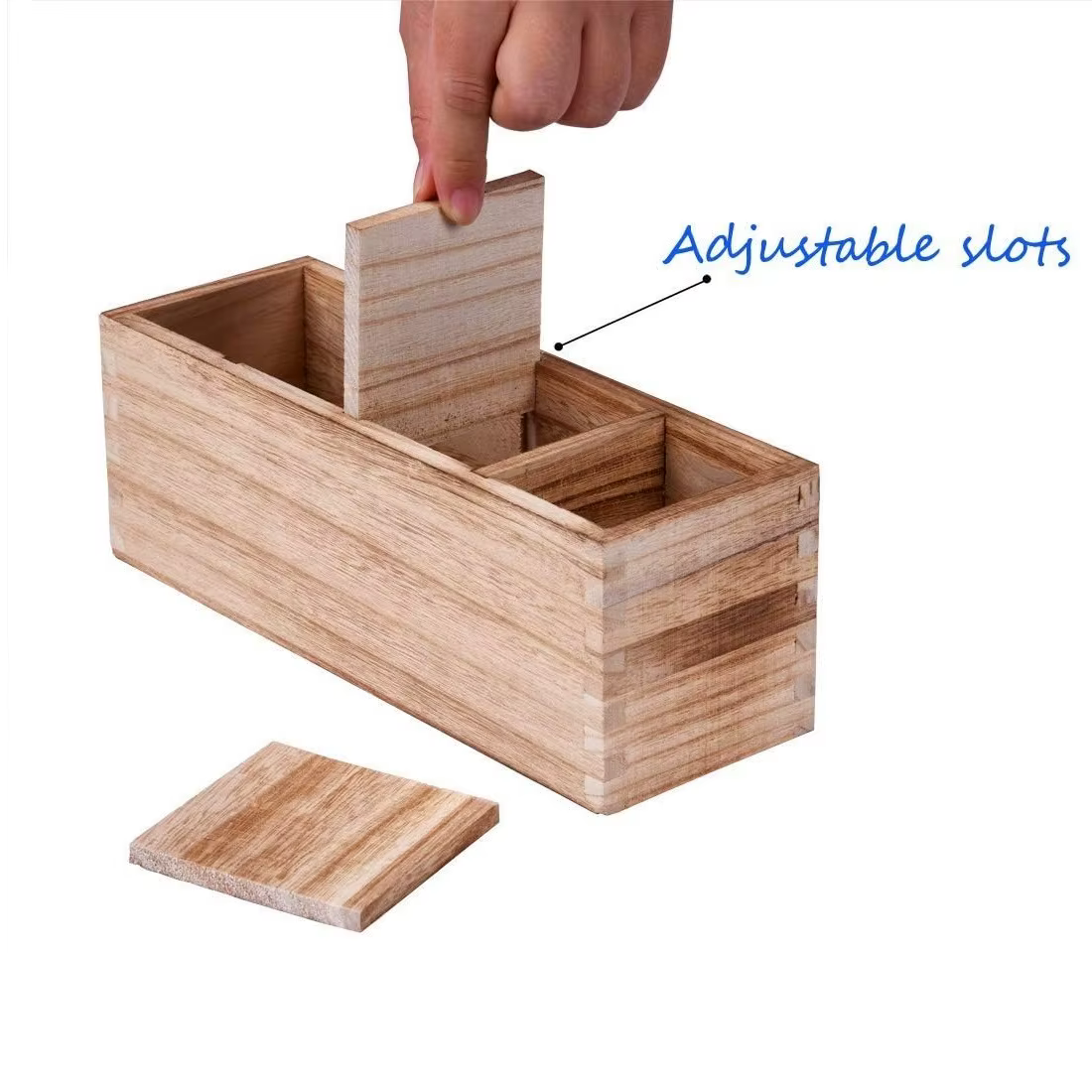 Organisateur de couverts en bois avec 4 compartiments pour ustensiles de cuisine