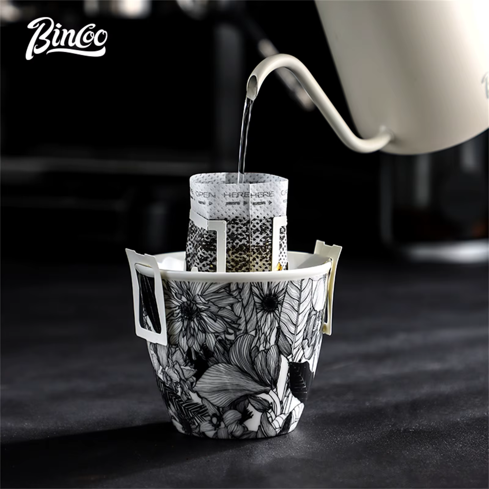 BINCOO tasse à café en céramique série fleur de la Jungle Art créatif Latte