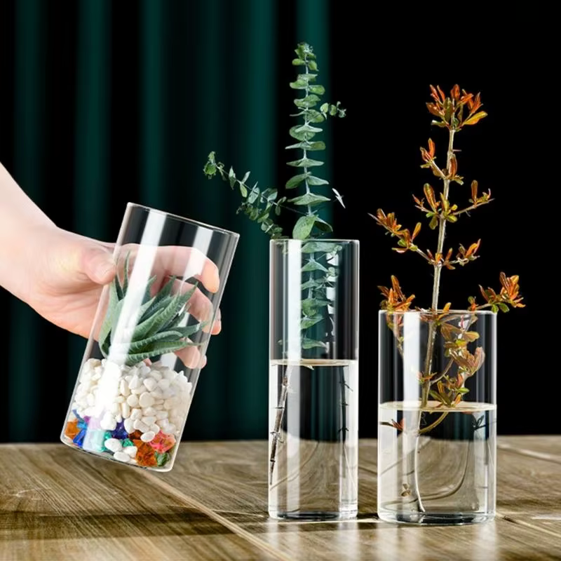 Bougeoir en verre contemporain cylindres