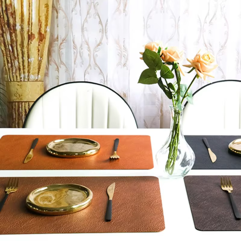 Napperons en cuir PVC avec Texture peau de vache