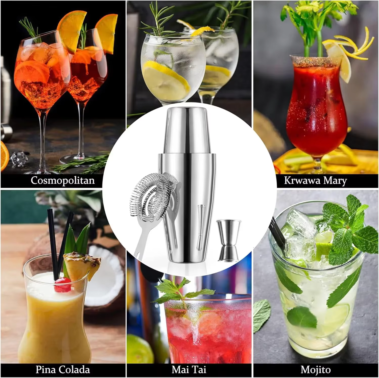 4/5 pièces professionnel Boston Cocktail Shaker ensemble mélangeur