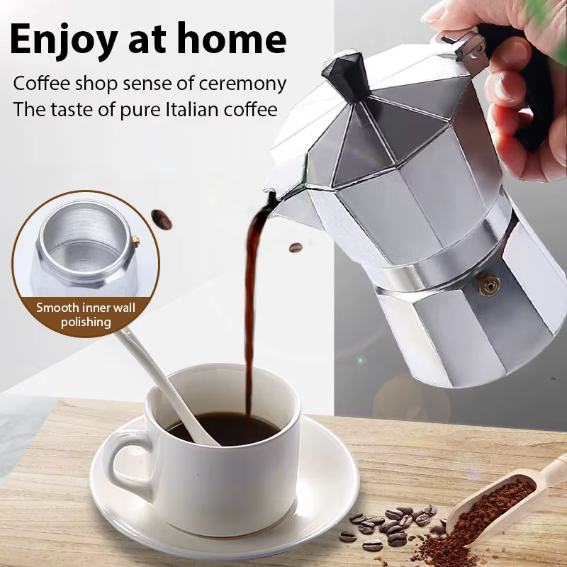 Bouilloire à café en aluminium Latte percolateur maison italienne octogonale Moka cafetière bureau voyage Camping en plein air expresso théière
