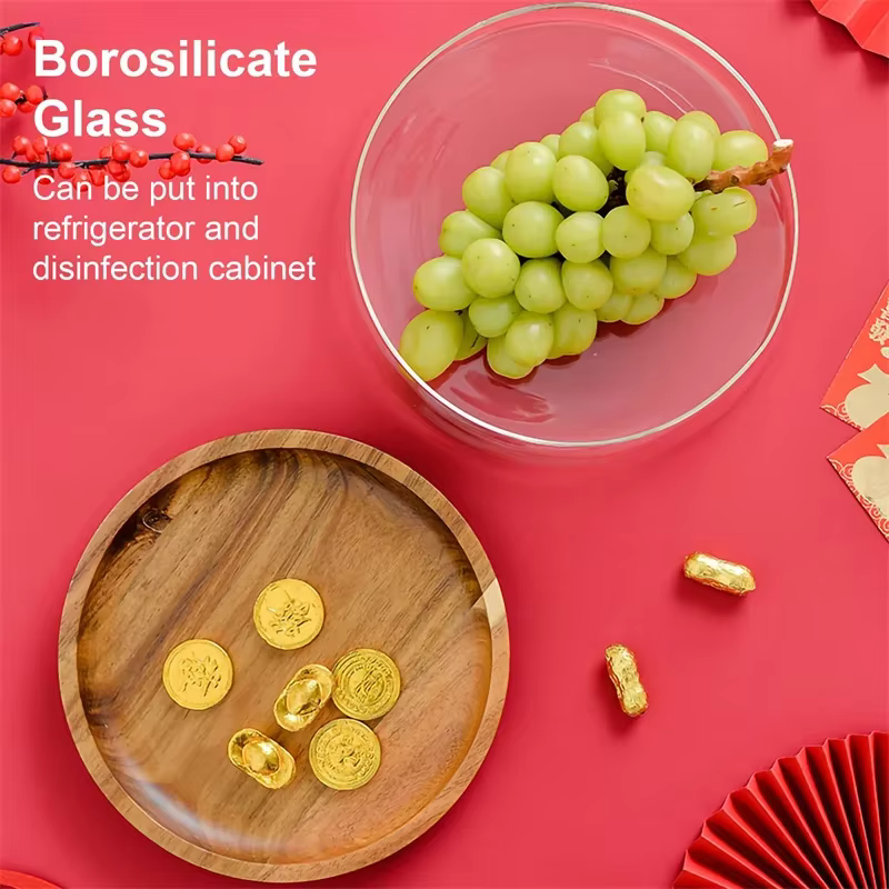 Conteneurs de stockage des aliments en verre créatifs avec couvercle en bois