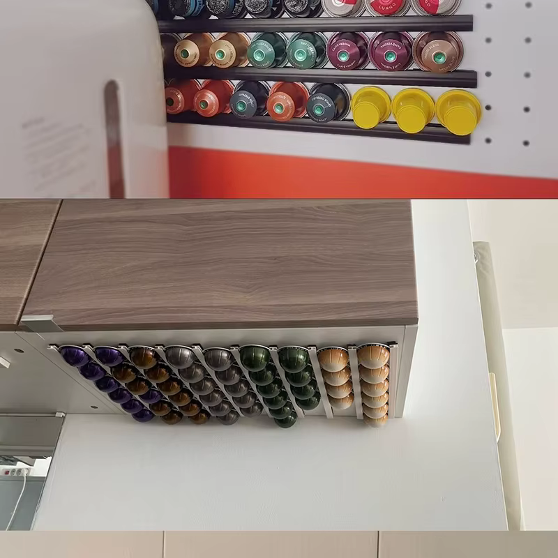 Bandes de rangement pour dosettes de café