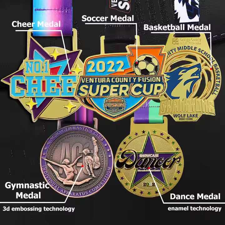 Médailles de sport personnalisées de haute qualité, médaille de sublimation en métal pour Champions, vente en gros