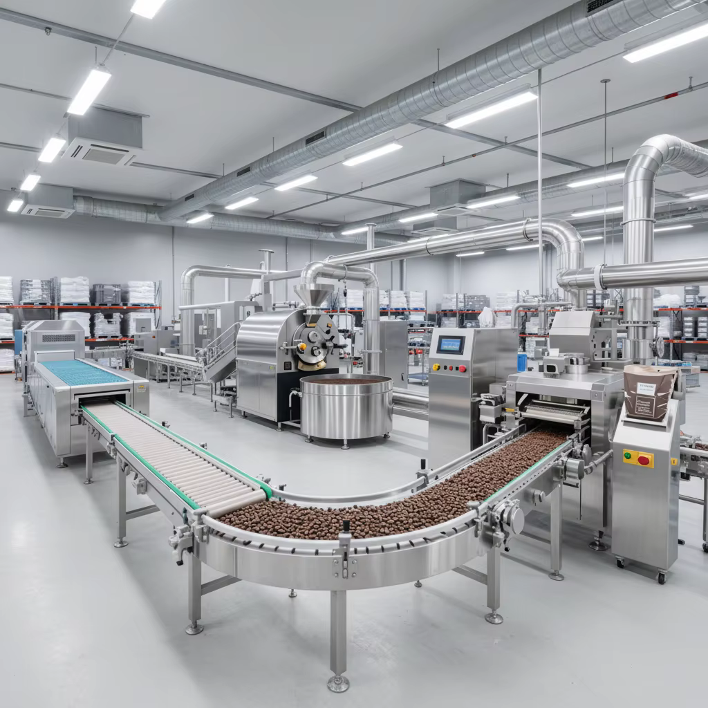 Ligne de production de café en grains personnalisée, torréfacteur de café efficace, ligne de broyage industrielle