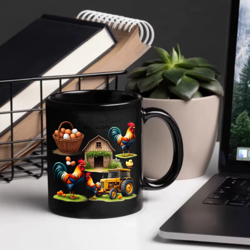Tasse à café de poulet de ferme