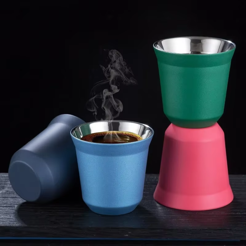 Ensemble de tasses à expresso en acier inoxydable 80ML
