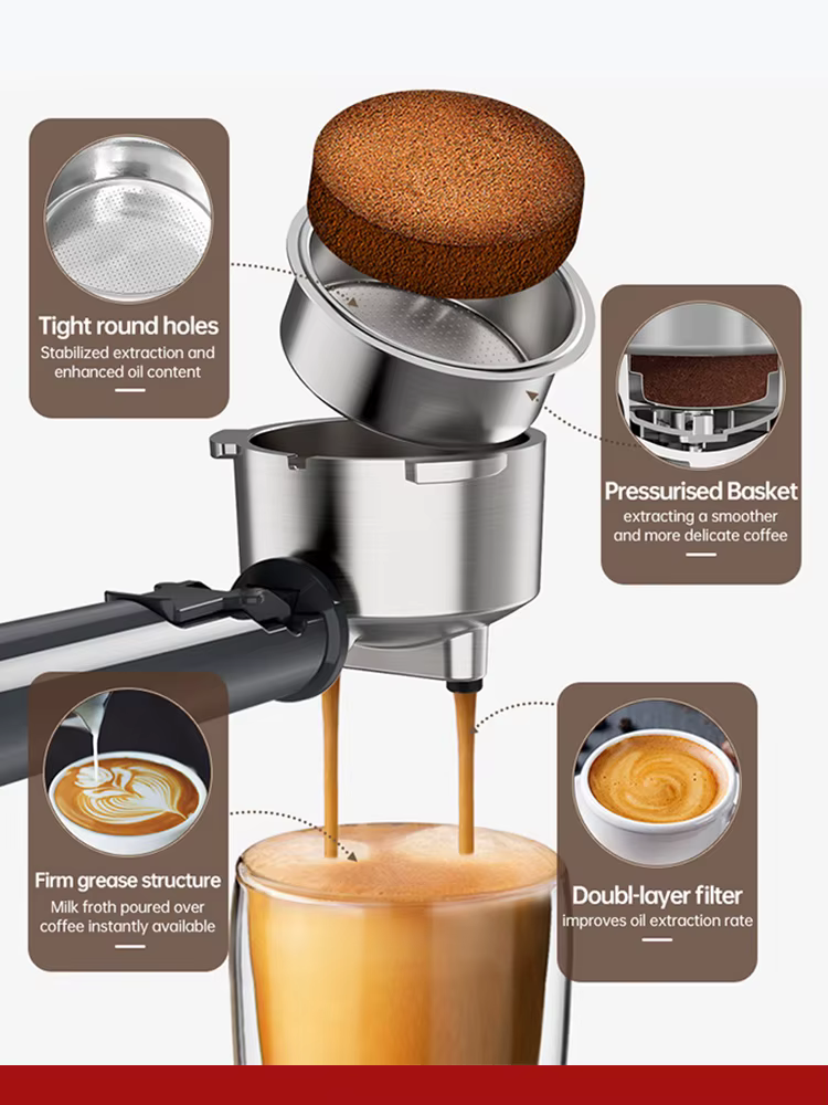 Cafelffe 4-en-1 cafetière chaude/froide Dolce gusto nespresso machine ESE dosette moulu Cappuccino expresso