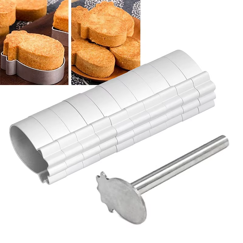 Moule à biscuits et à gâteaux en forme de rectangle, en acier inoxydable, avec poussoir, pour la décoration de gâteaux