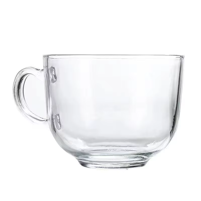 Tasses de petit-déjeuner en verre de grande capacité pour usage domestique