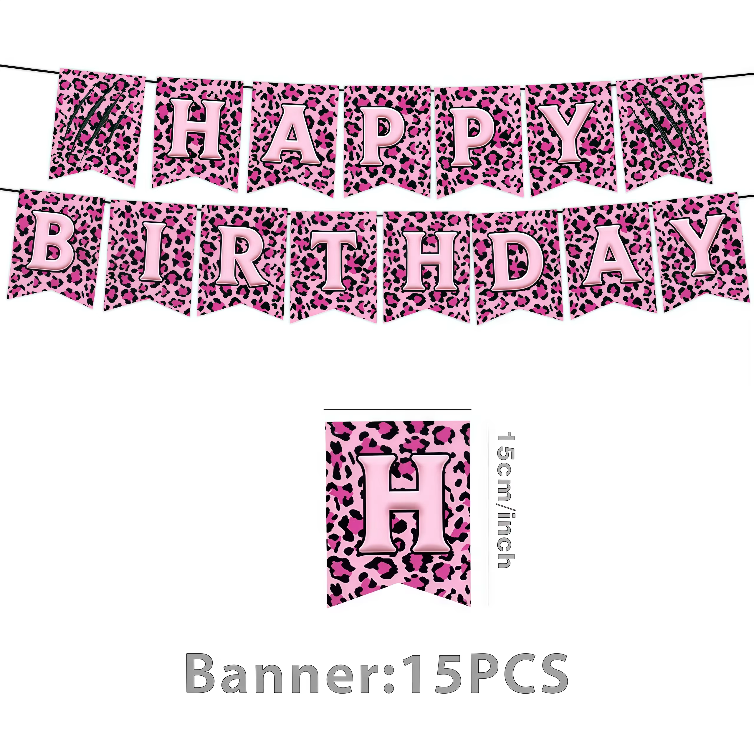 Décoration de fête d'anniversaire léopard rose