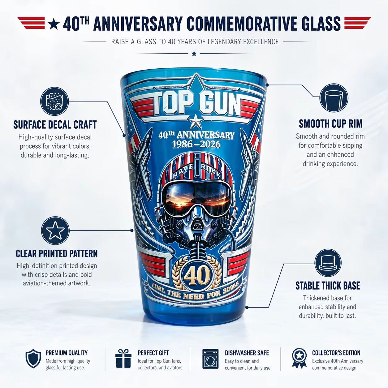 Verre à bière Top Gun 40e anniversaire 1986-2026