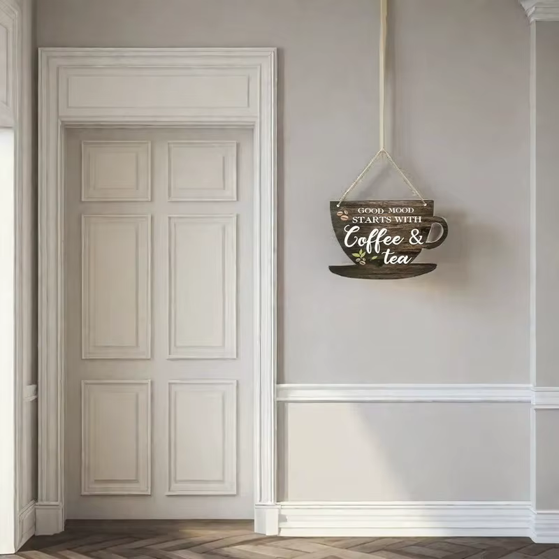 1 ensemble de panneaux de café et de thé rustiques en bois