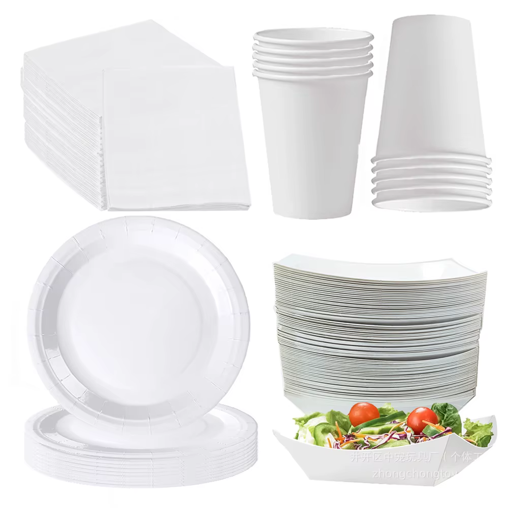 Vaisselle jetable blanc solide