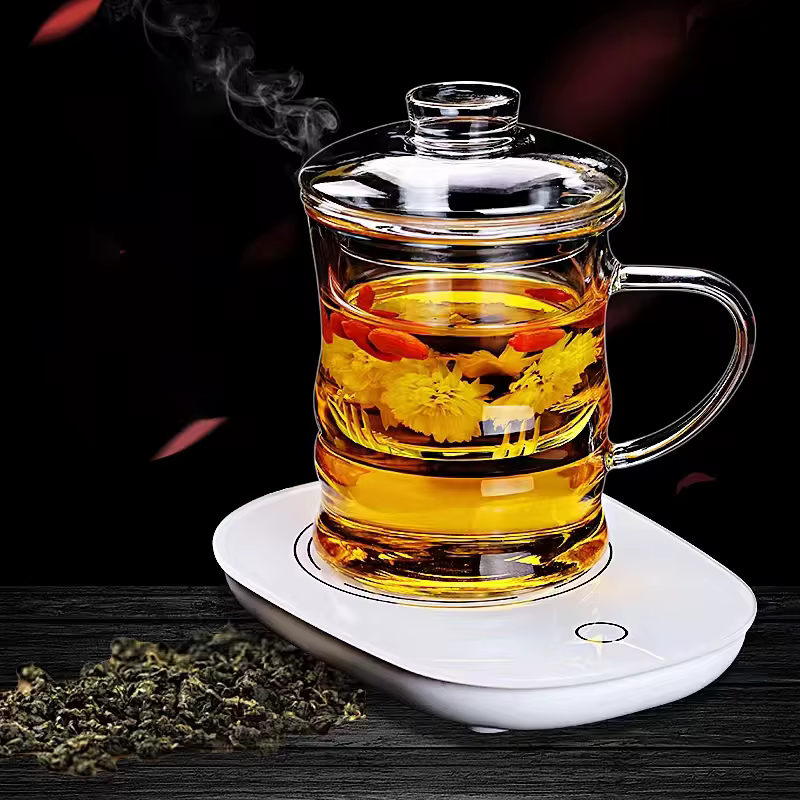 Tasses à thé domestiques en verre transparent épais, Design en bambou, service à thé de bureau haut de gamme, résistance aux hautes températures pour poêle, filtre à thé