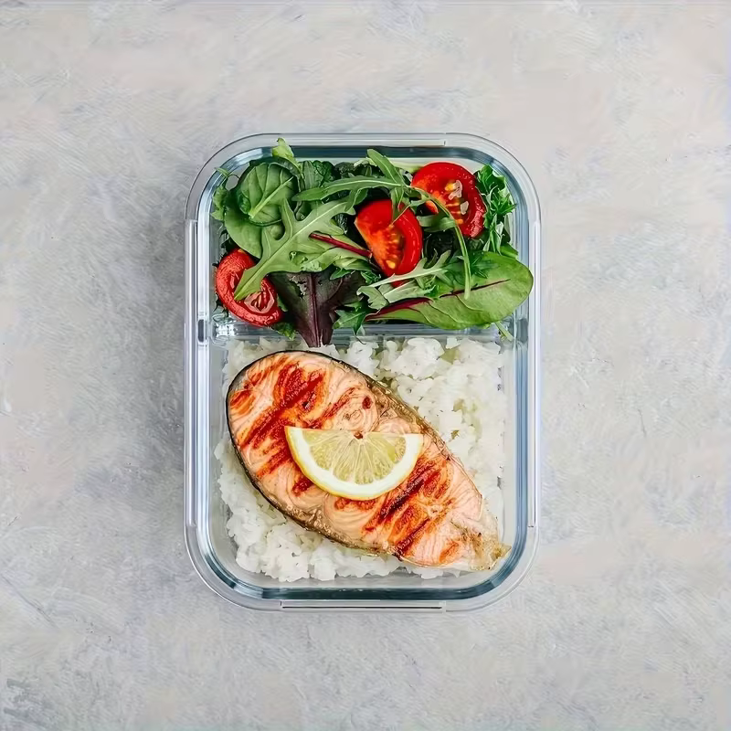 Boîte à lunch en verre à 2/3 compartiments avec couvercle à clipser