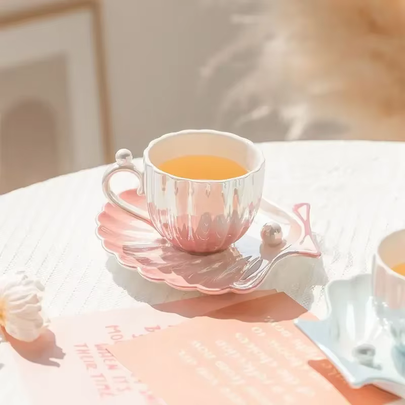 Tasse à Café Créative en Coquille de Perle