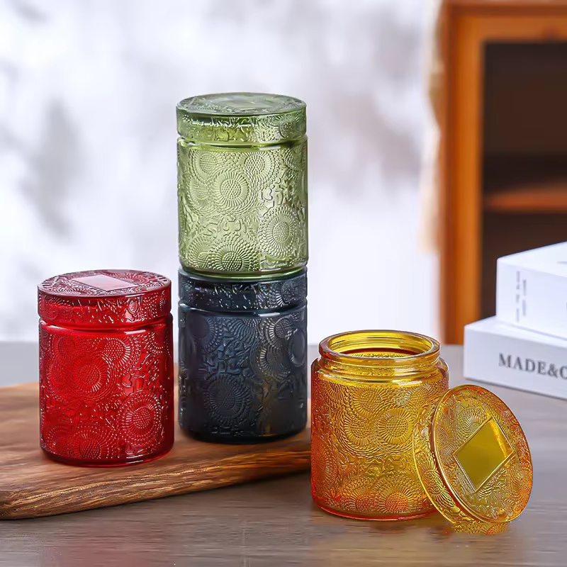 Pot de rangement en verre avec couvercle