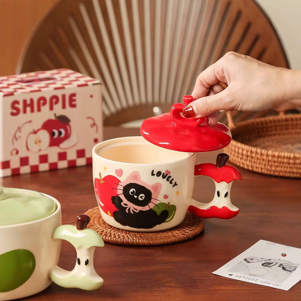 Tasse en céramique chat pomme créative