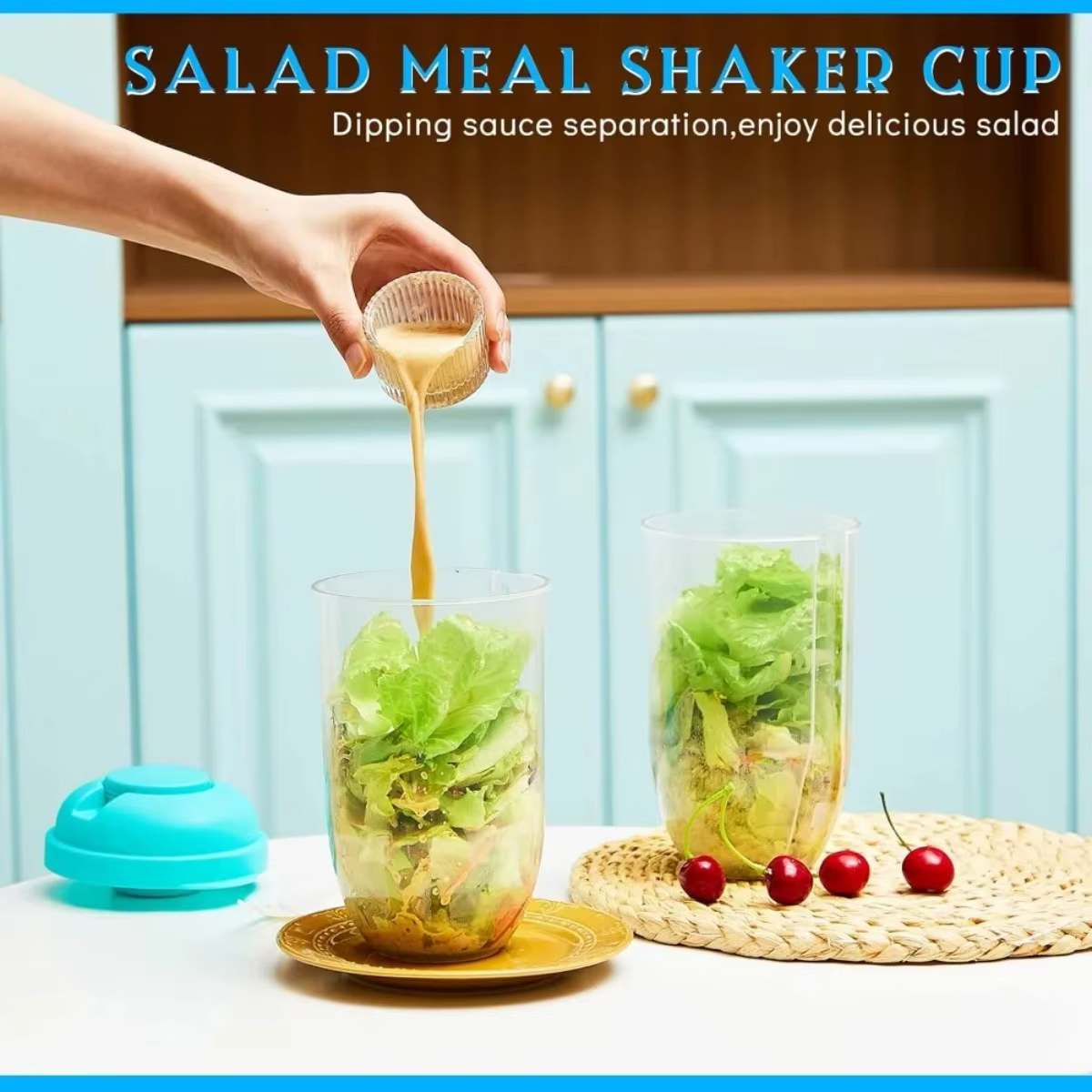 Tasse à salade anti-fuite avec couvercle