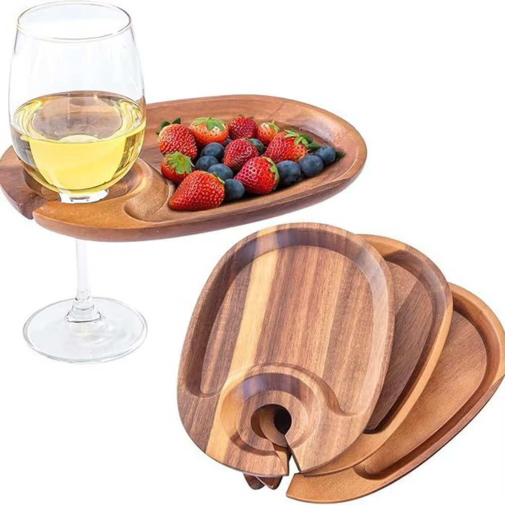 Plateaux à apéritifs en bois à surface lisse