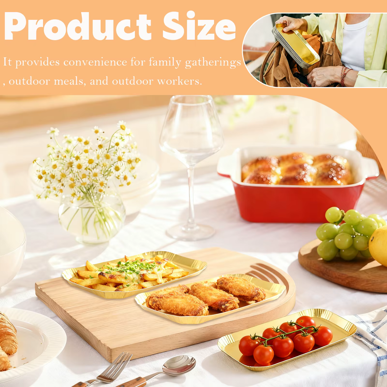 Grands assiettes en papier plateaux dorés