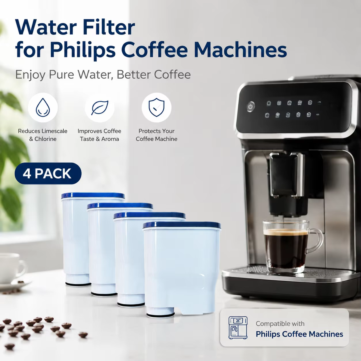 Lot de 4 filtres à eau pour machine à café