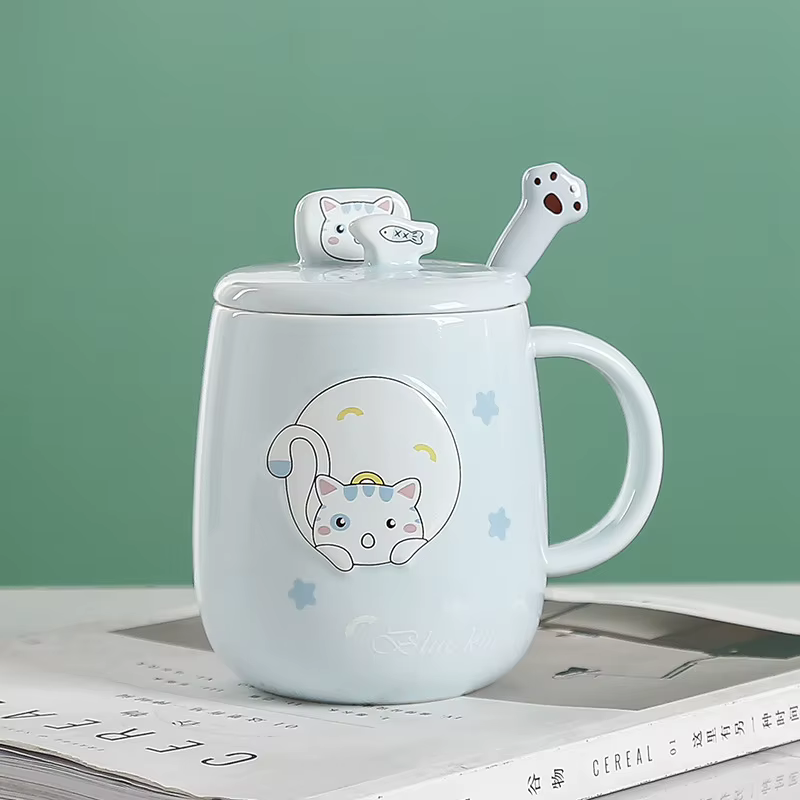JUSTINLAU tasse chat avec couvercle et bec créativité