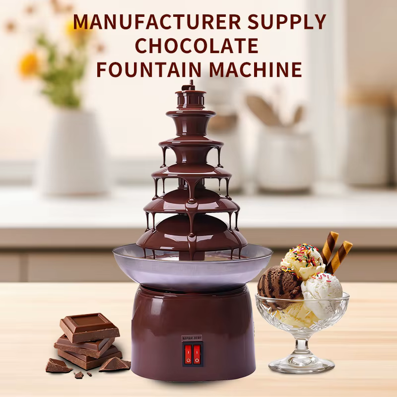 Fontaine à chocolat électrique 4 niveaux en acier inoxydable pour événements et fêtes