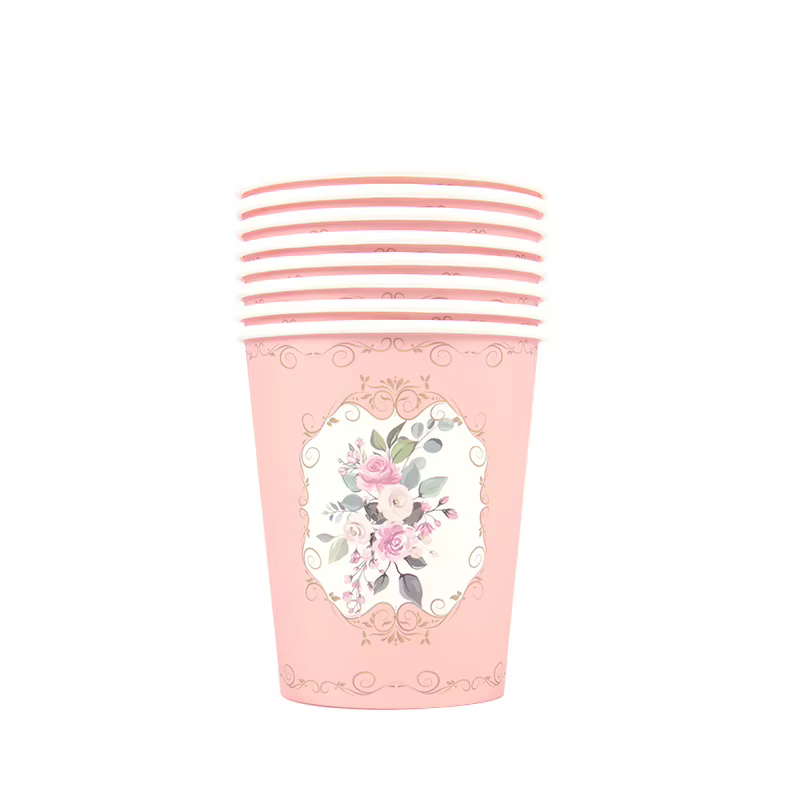 Fournitures de fête florales Vintage vaisselle fleur assiette en papier tasse serviette douche nuptiale mariage anniversaire décoration jardin Tea Party