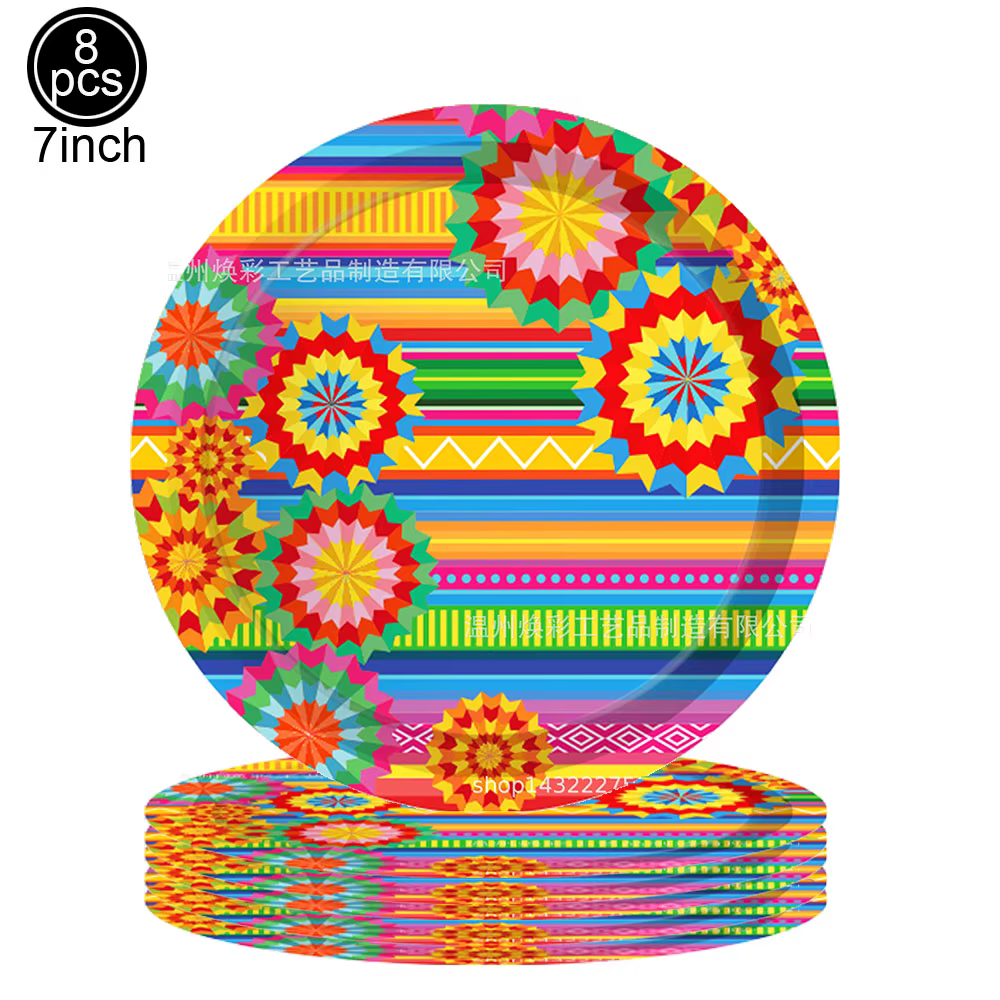 Cinco De Mayo Fiesta vaisselle assiettes serviette nappe support à gâteau mexique Taco carnaval coloré décoration De fête d'anniversaire