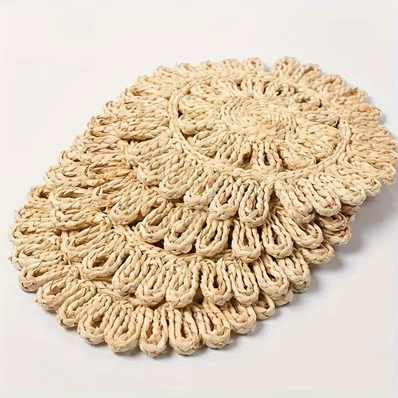 Napperons et sous-verres en rotin tissé à la main – Tapis de table circulaires résistants à la chaleur pour la cuisine
