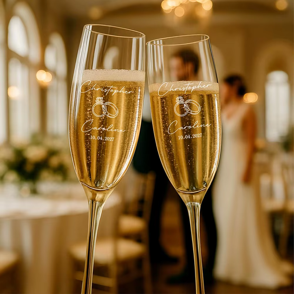 Ensemble de 2 verres à griller de mariage personnalisés