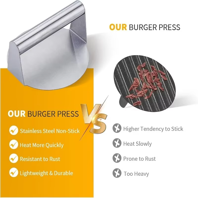 Presse à hamburgers Smash en acier inoxydable