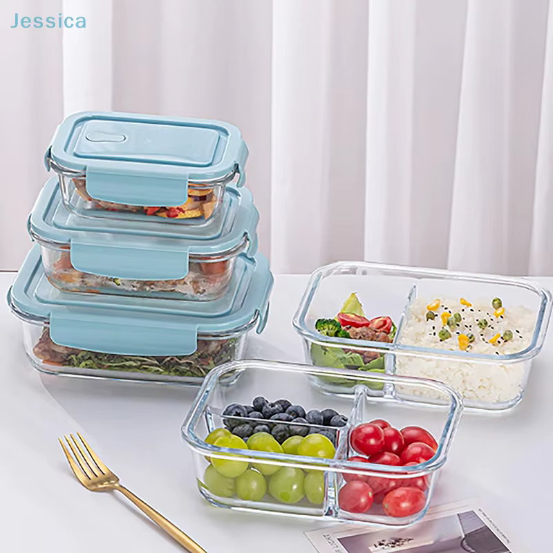 ♥ Boîte à Bento en verre borosilicate élevé avec couvercles