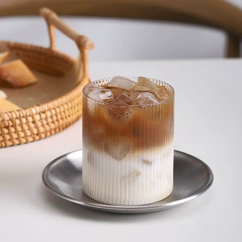 INS tasses en verre nervuré verres à boire tasse de thé glacé eau jus