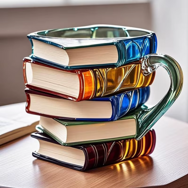 Livre peint artistique - Tasse en forme |   Décor unique de tasse à café