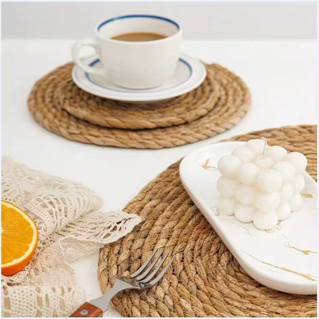 Napperons en rotin tissés à la main-tapis de table naturels résistants à la chaleur pour salle à manger