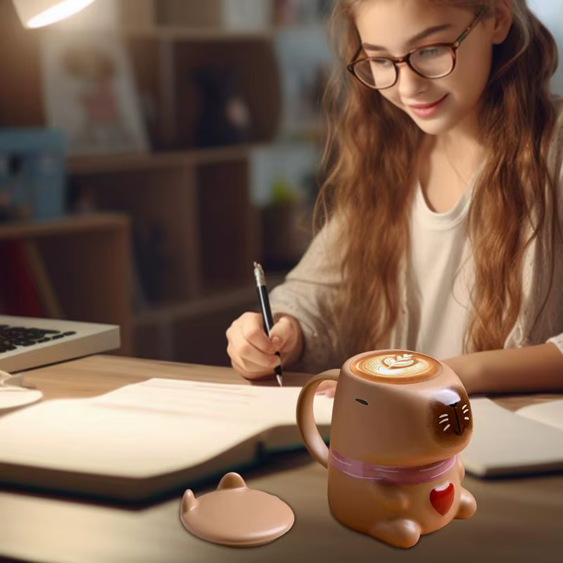 Capybara-Tasse à café en céramique avec motif de cœur