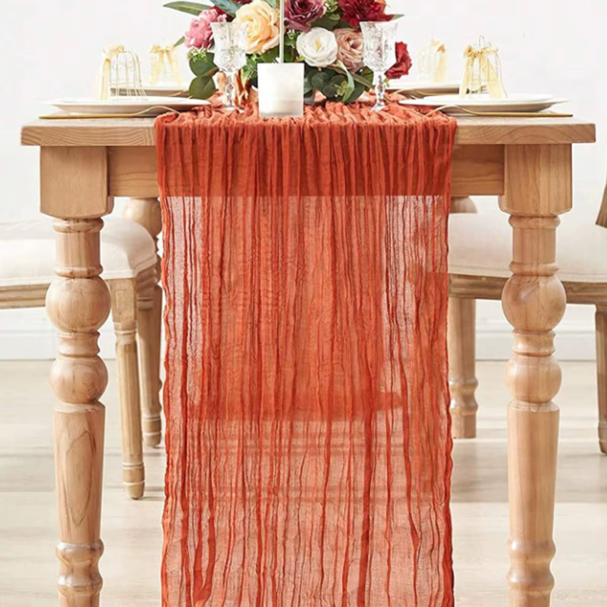 Chemin de Table en gaze semi-transparente