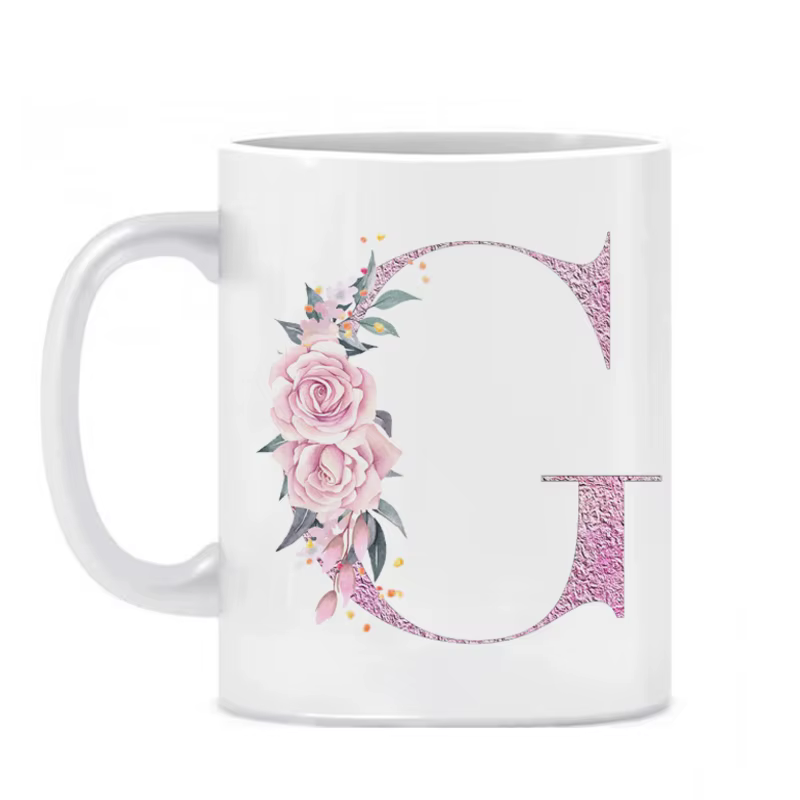 Tasse à café florale personnalisée avec nom