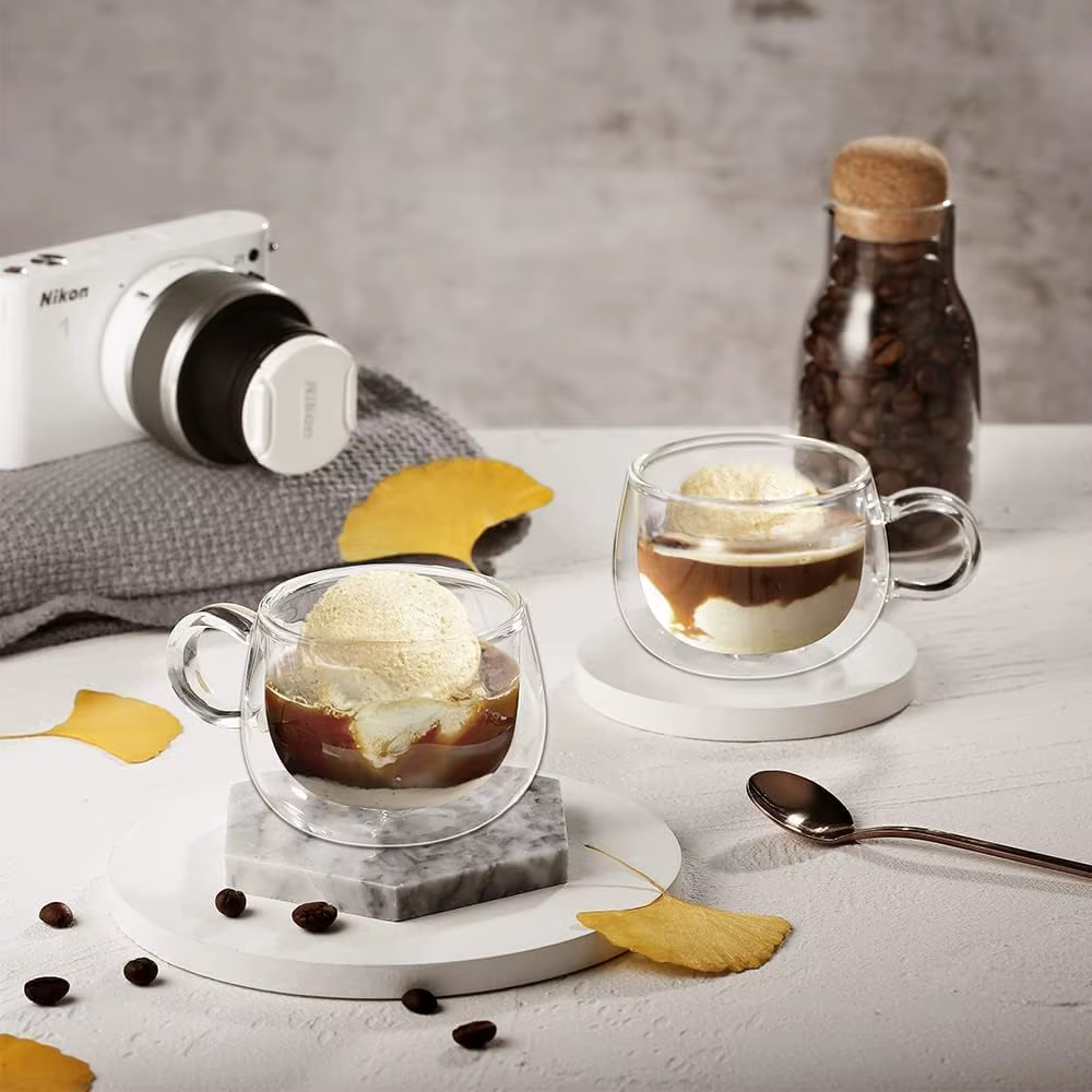 Ensemble de tasses à café en verre à Double paroi de 100/200ml