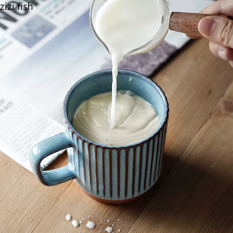 Tasse à rayures Vintage en céramique