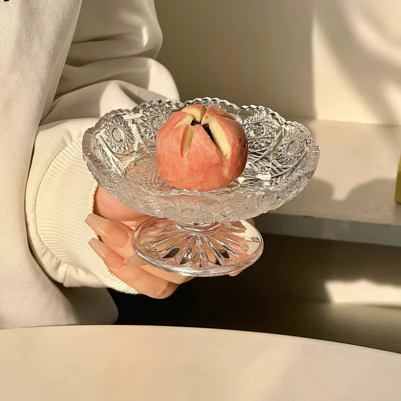 Plateau à fruits en verre en Relief