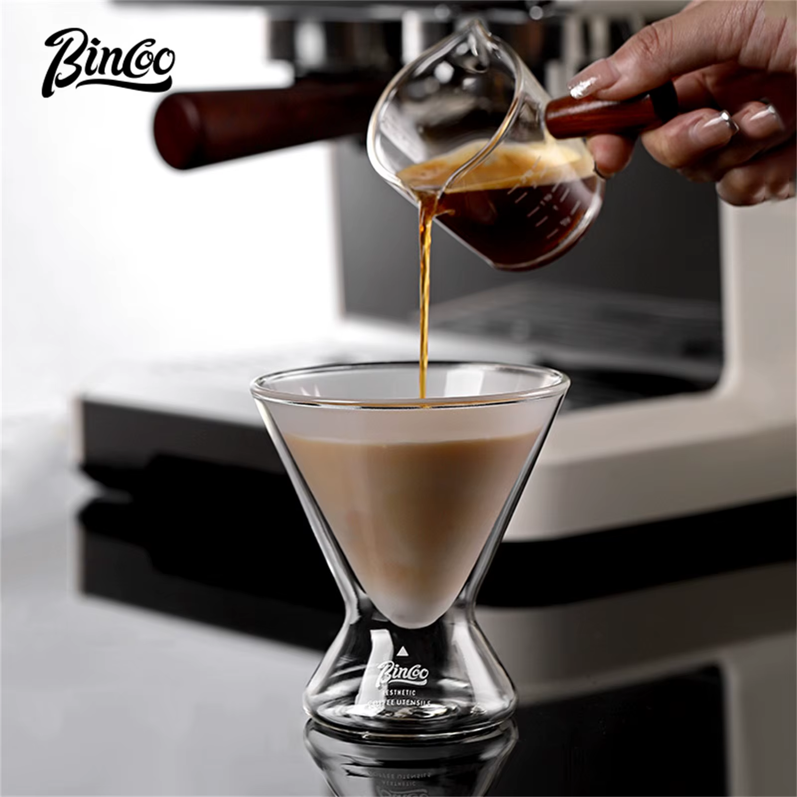 Bincoo Tasse à café en verre sablier isolé à double paroi