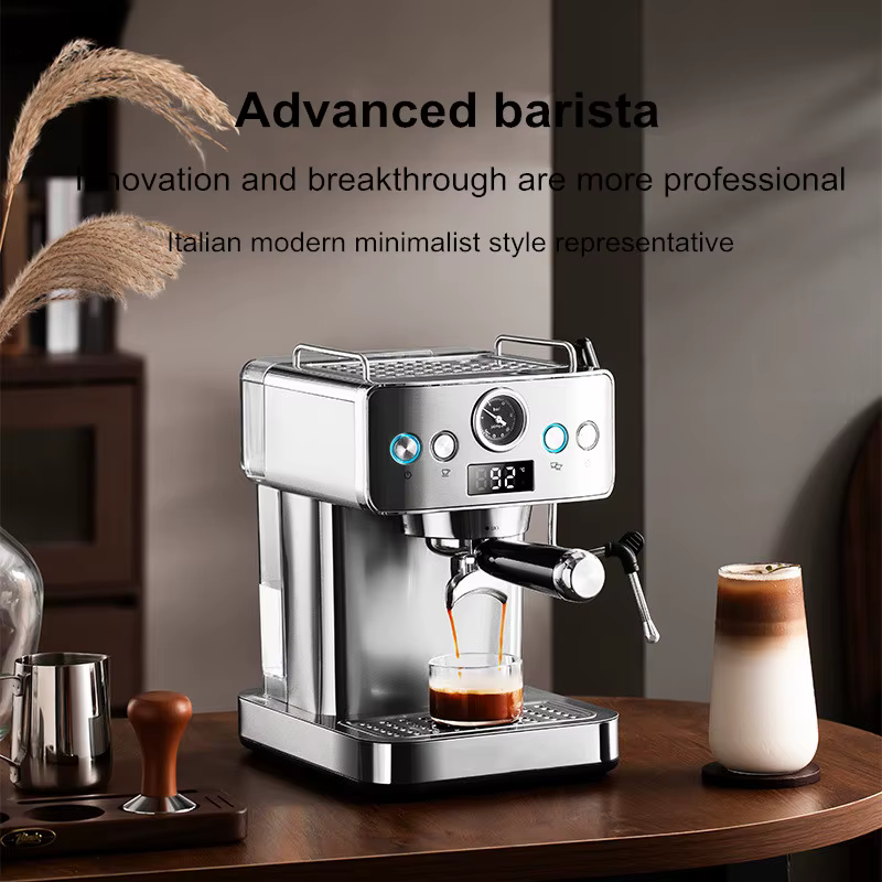 Machine à expresso semi-automatique 20 bars - Machine à café compacte en acier inoxydable avec mousseur à lait vapeur pour la maison/le bureau, italienne