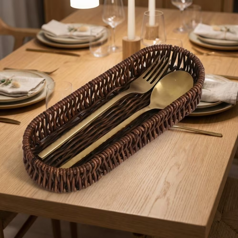 Panier de rangement ovale pour vaisselle