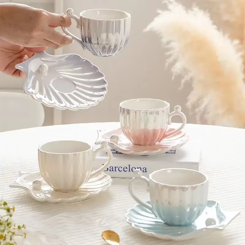 Tasse à Café Créative en Coquille de Perle